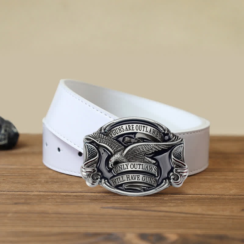 Ceinture en cuir à boucle pour homme avec motif aigle en plein vol