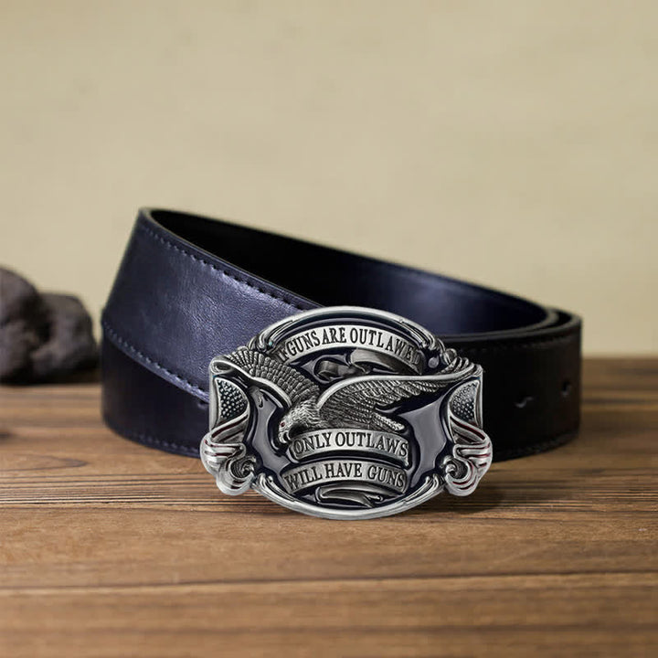 Ceinture en cuir à boucle pour homme avec motif aigle en plein vol