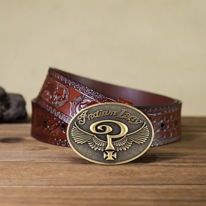 Ceinture en cuir à boucle pour homme avec motif indien Larry Question Wings