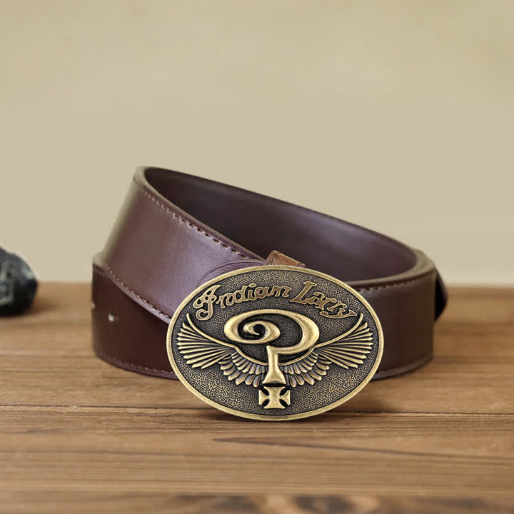 Ceinture en cuir à boucle pour homme avec motif indien Larry Question Wings