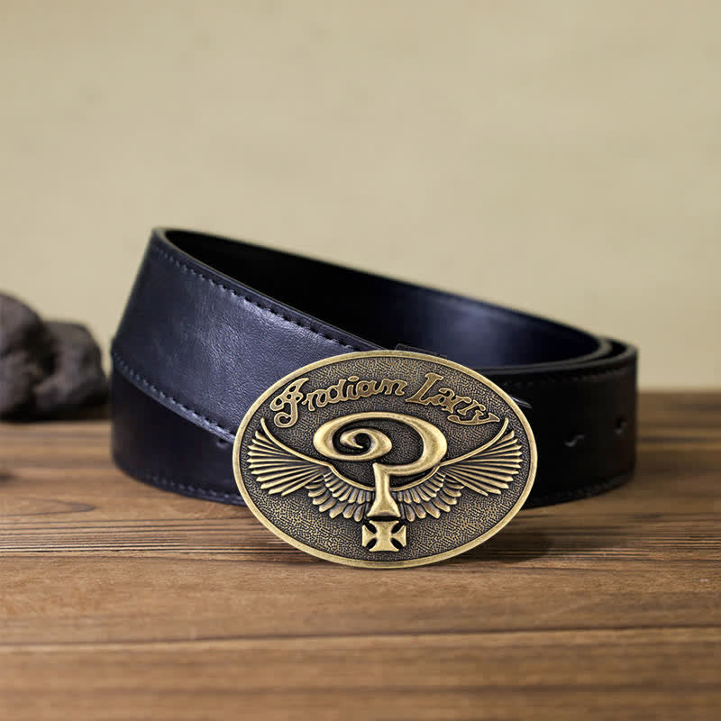 Ceinture en cuir à boucle pour homme avec motif indien Larry Question Wings