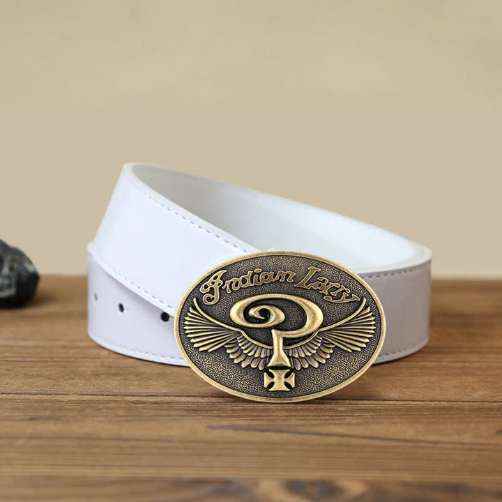 Ceinture en cuir à boucle pour homme avec motif indien Larry Question Wings
