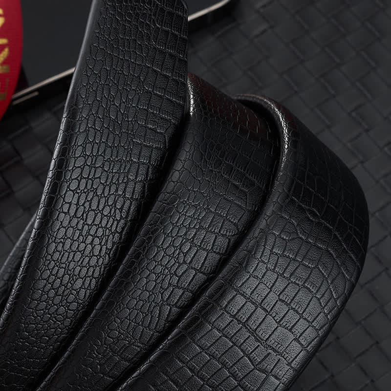Ceinture en cuir à boucle automatique creuse Lion Business pour homme