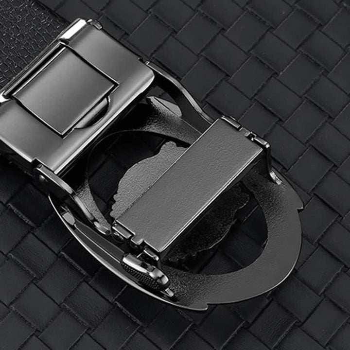 Ceinture en cuir à boucle automatique creuse Lion Business pour homme