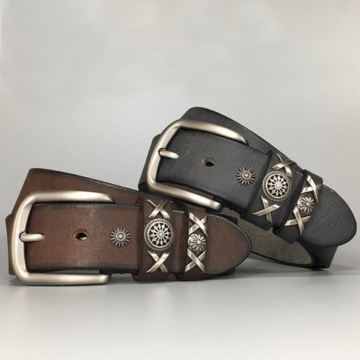 Ceinture en cuir cloutée unique pour homme, faite à la main