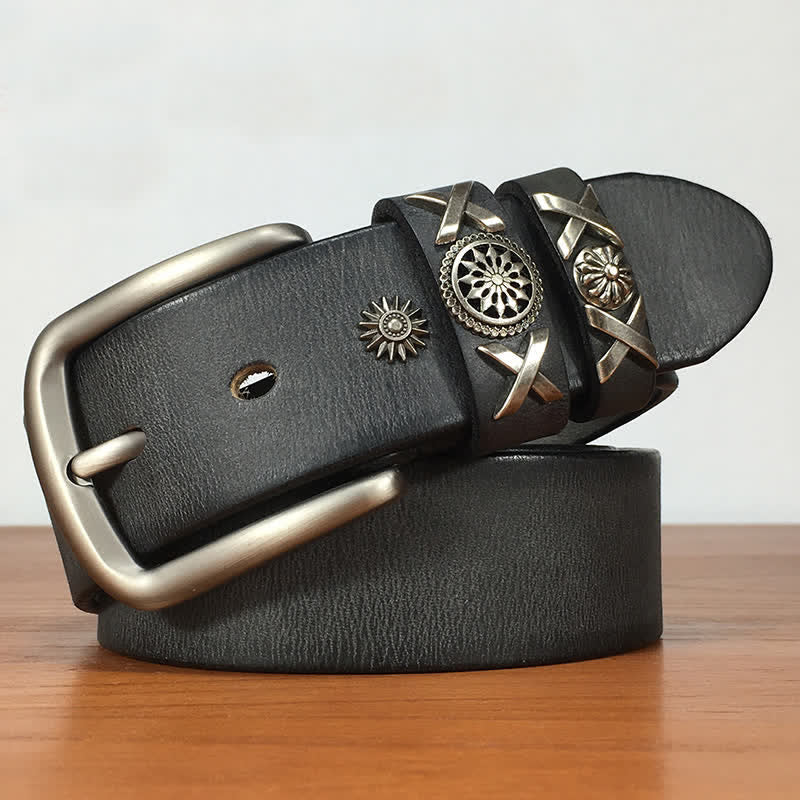 Ceinture en cuir cloutée unique pour homme, faite à la main