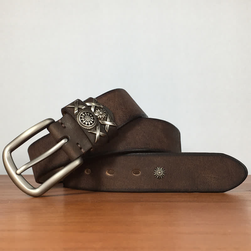 Ceinture en cuir cloutée unique pour homme, faite à la main