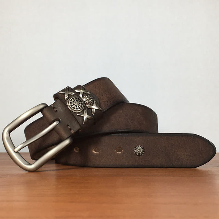 Ceinture en cuir cloutée unique pour homme, faite à la main