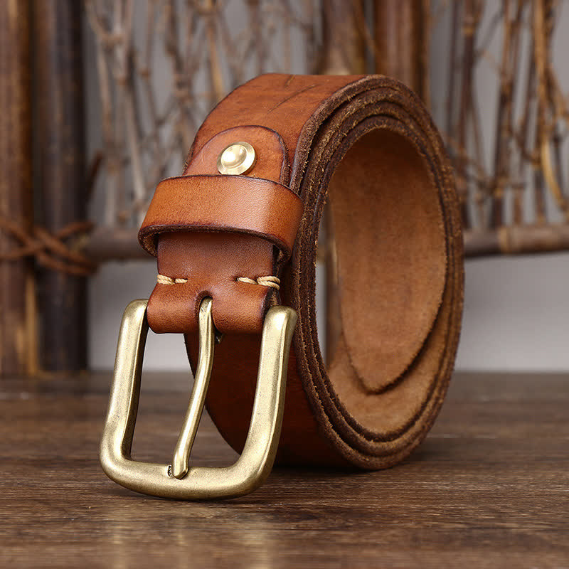 Ceinture en cuir véritable à motif de plumes en relief pour homme