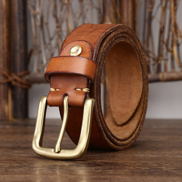 Ceinture en cuir véritable à motif de plumes en relief pour homme