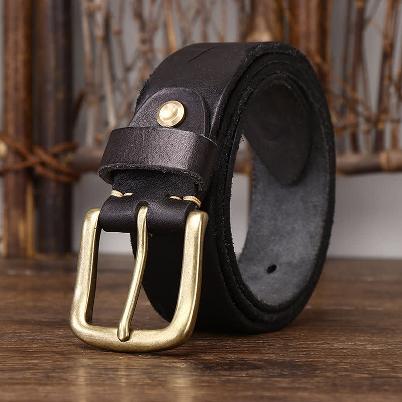 Ceinture en cuir véritable à motif de plumes en relief pour homme