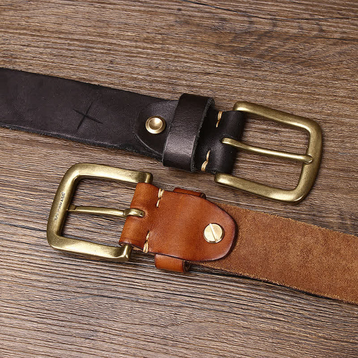 Ceinture en cuir véritable à motif de plumes en relief pour homme