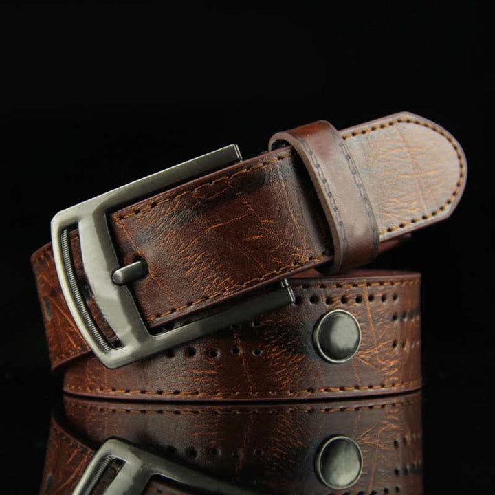 Ceinture en cuir creux à rivets punk décontracté pour hommes