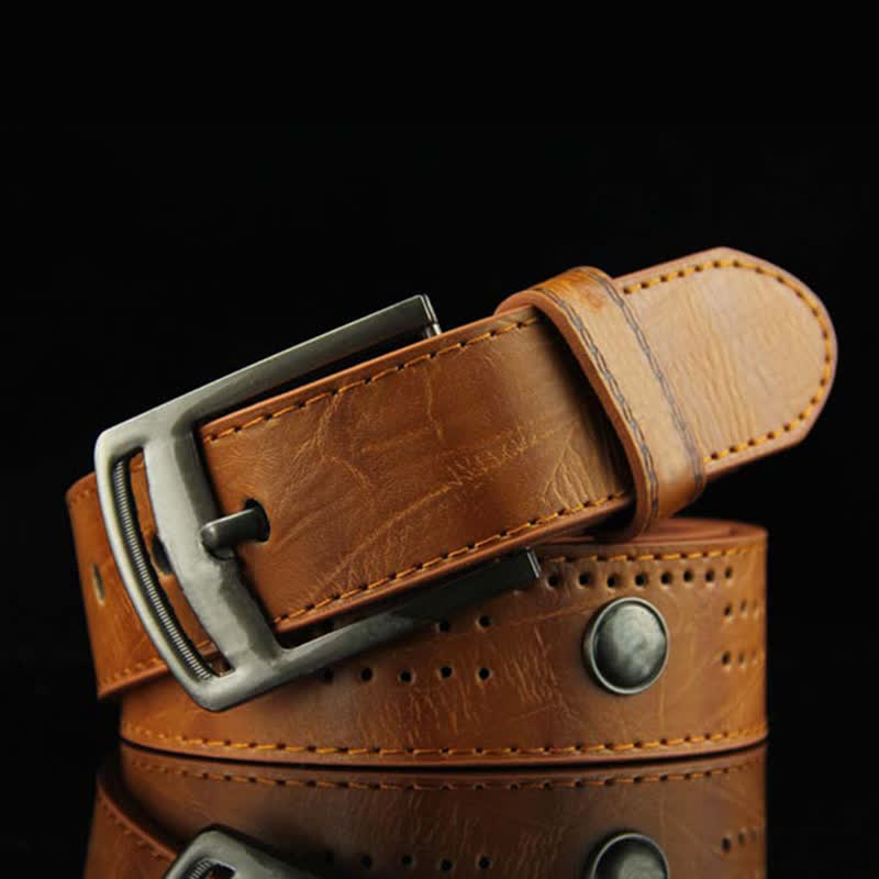 Ceinture en cuir creux à rivets punk décontracté pour hommes