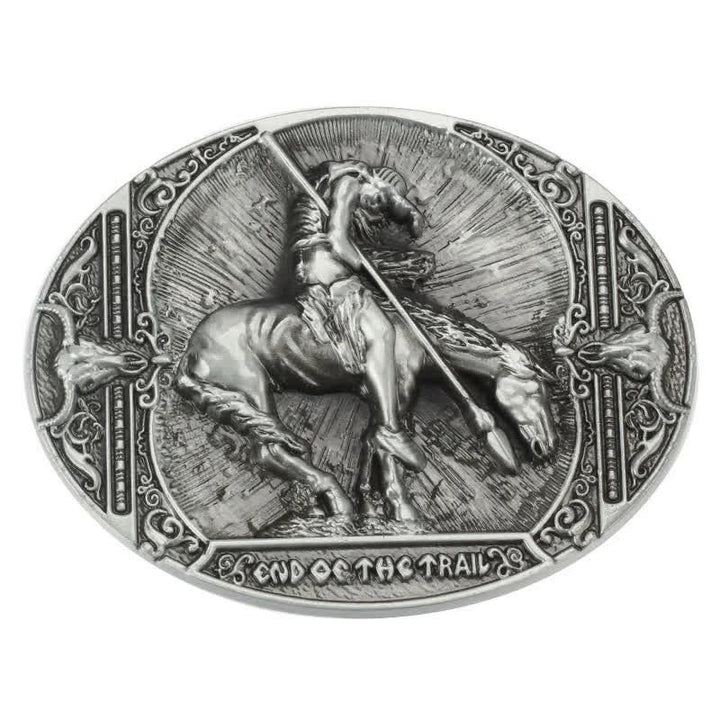 Ceinture en cuir pour homme avec boucle de lance et chevalier de rodéo