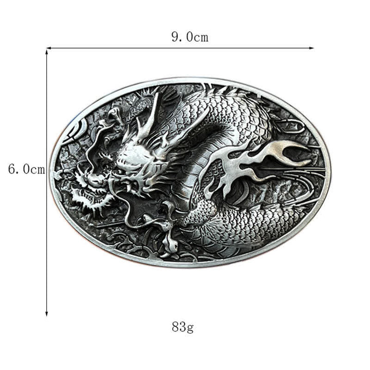 Ceinture en cuir à grande boucle pour homme avec dragon de feu