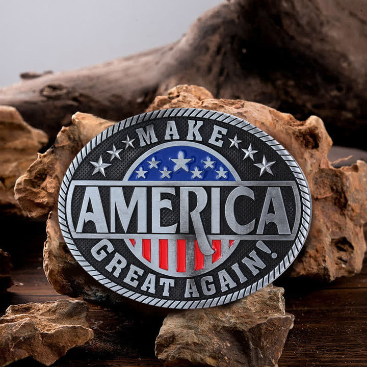 Ceinture en cuir à boucle pour homme « Make America Great Again »