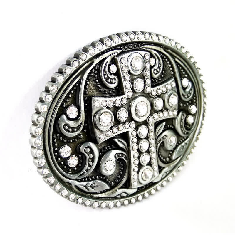 Ceinture en cuir à boucle croisée en strass cristal pour homme