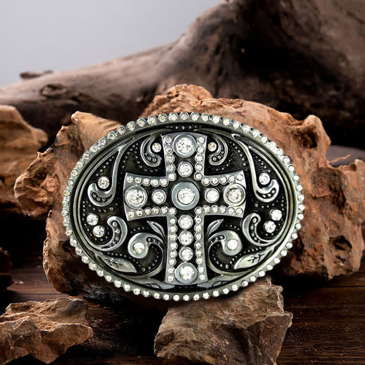 Ceinture en cuir à boucle croisée en strass cristal pour homme