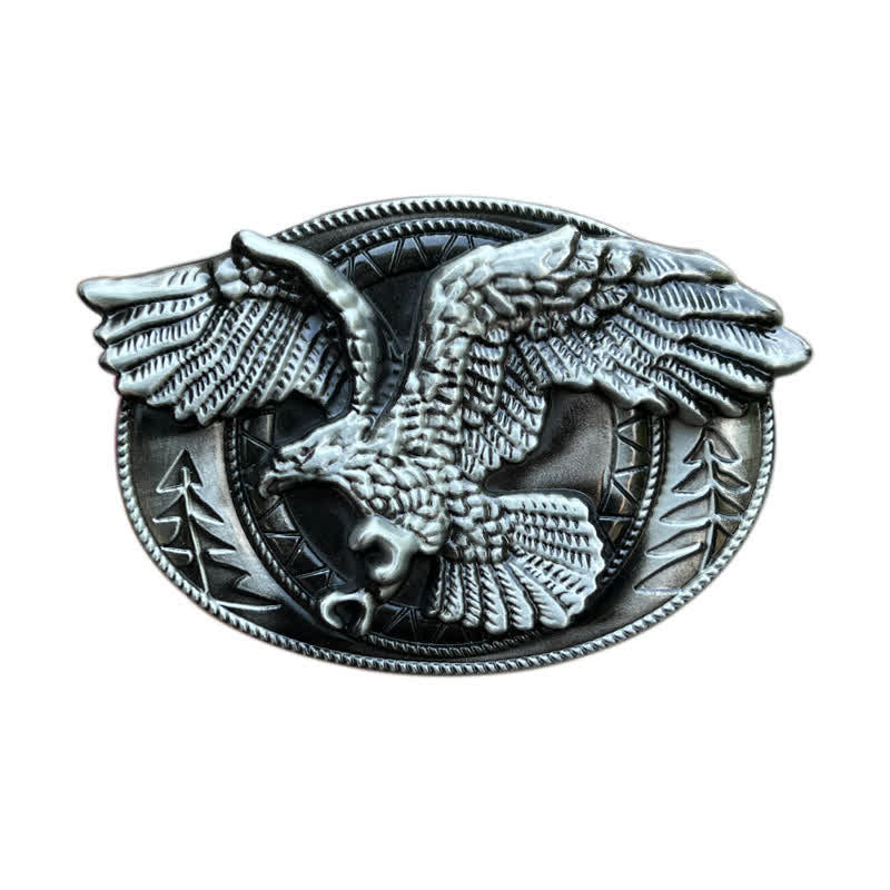 Ceinture en cuir à boucle pour homme avec motif aigle à tête blanche volante