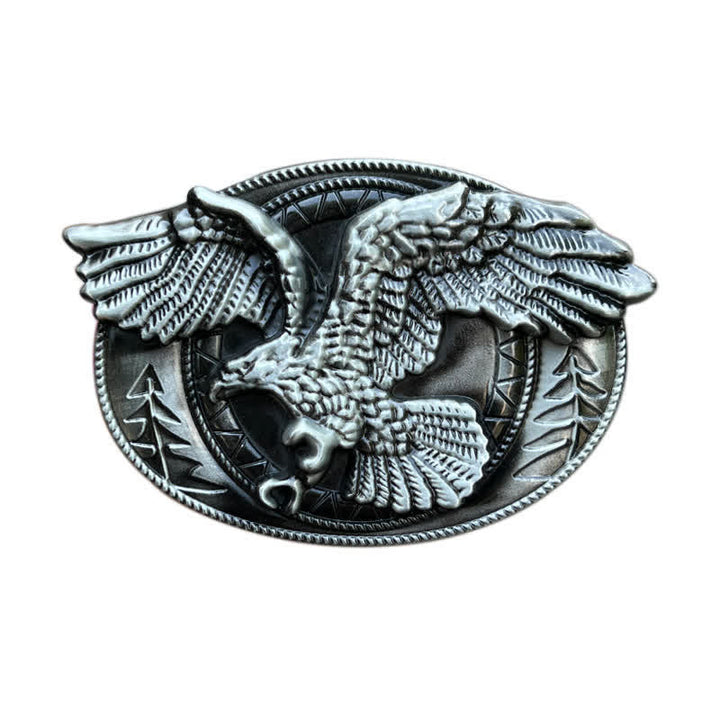 Ceinture en cuir à boucle pour homme avec motif aigle à tête blanche volante