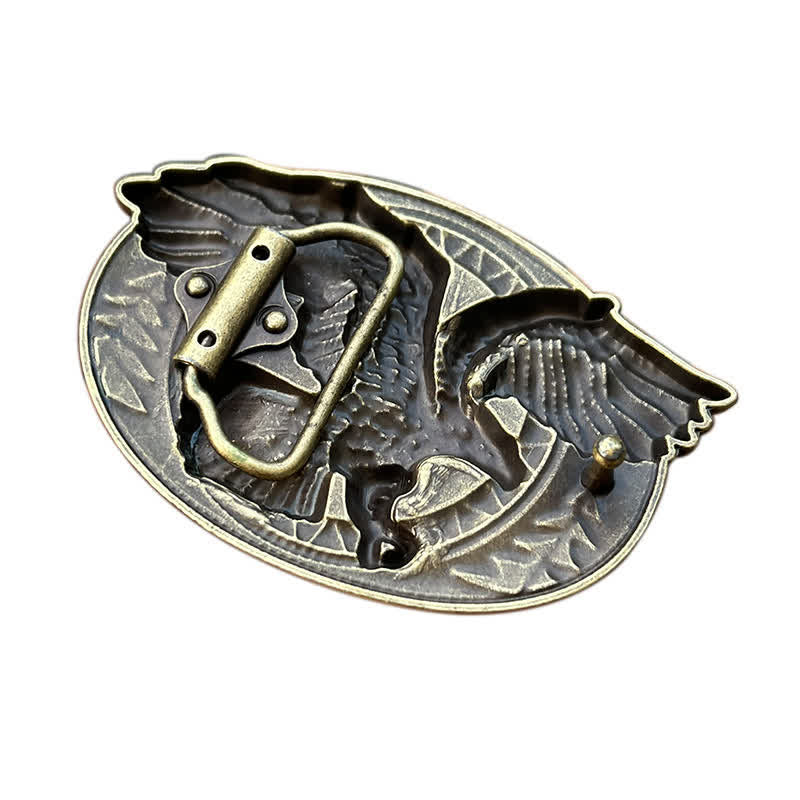 Ceinture en cuir à boucle pour homme avec motif aigle à tête blanche volante