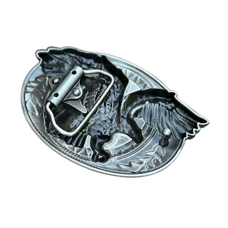 Ceinture en cuir à boucle pour homme avec motif aigle à tête blanche volante