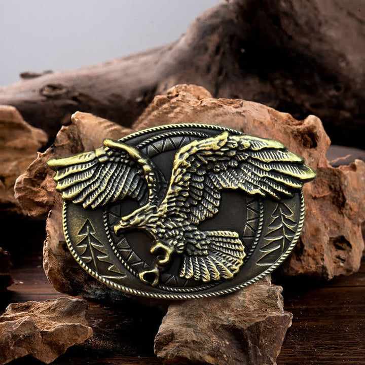 Ceinture en cuir à boucle pour homme avec motif aigle à tête blanche volante