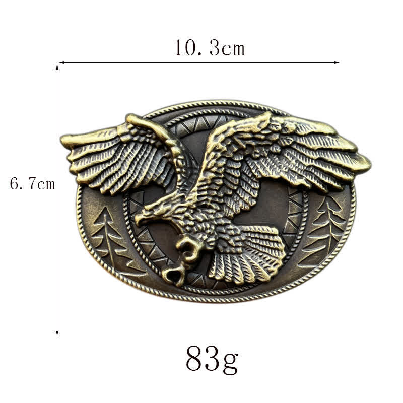 Ceinture en cuir à boucle pour homme avec motif aigle à tête blanche volante
