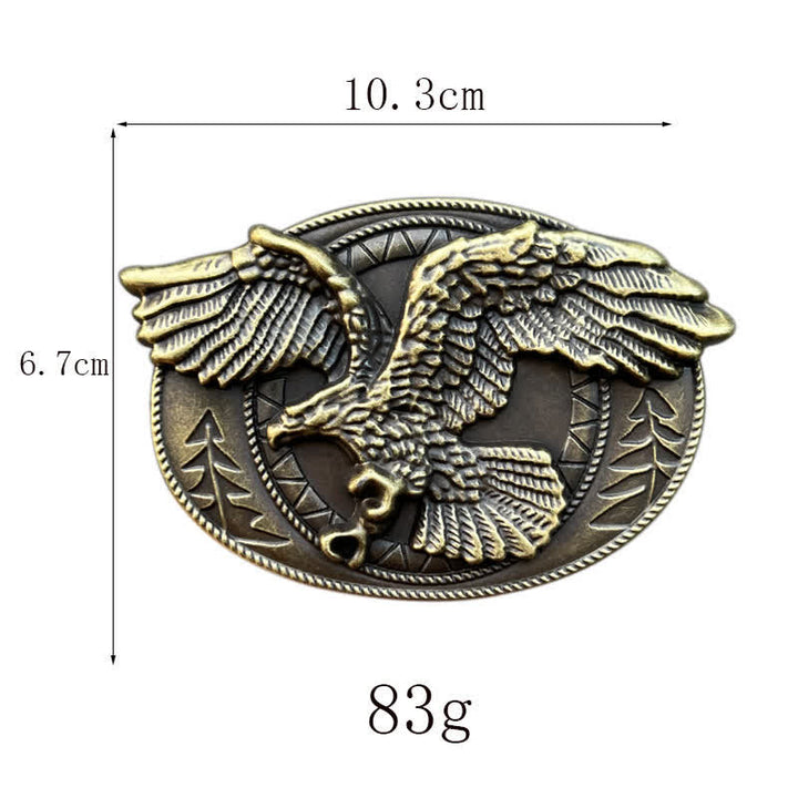 Ceinture en cuir à boucle pour homme avec motif aigle à tête blanche volante