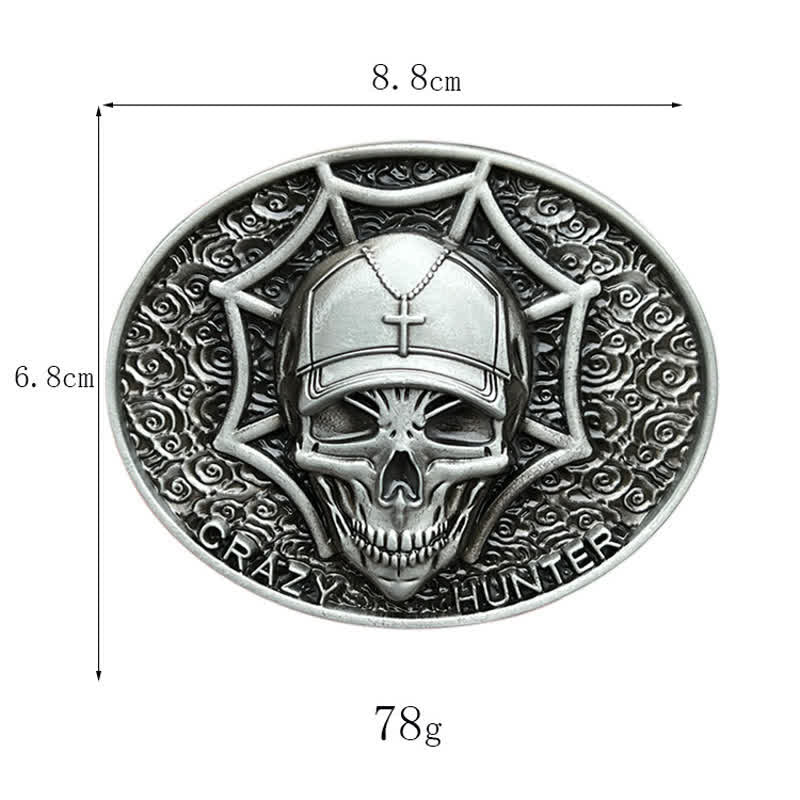 Ceinture en cuir à boucle tête de mort Crazy Hunter DIY pour homme