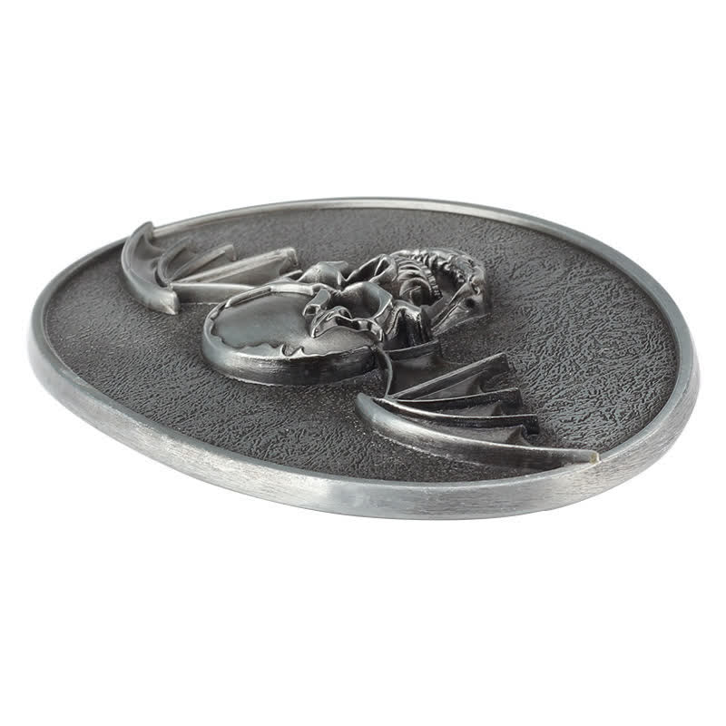 Ceinture en cuir à boucle tête de mort et ailes de chauve-souris punk pour homme