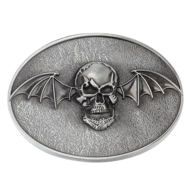 Ceinture en cuir à boucle tête de mort et ailes de chauve-souris punk pour homme