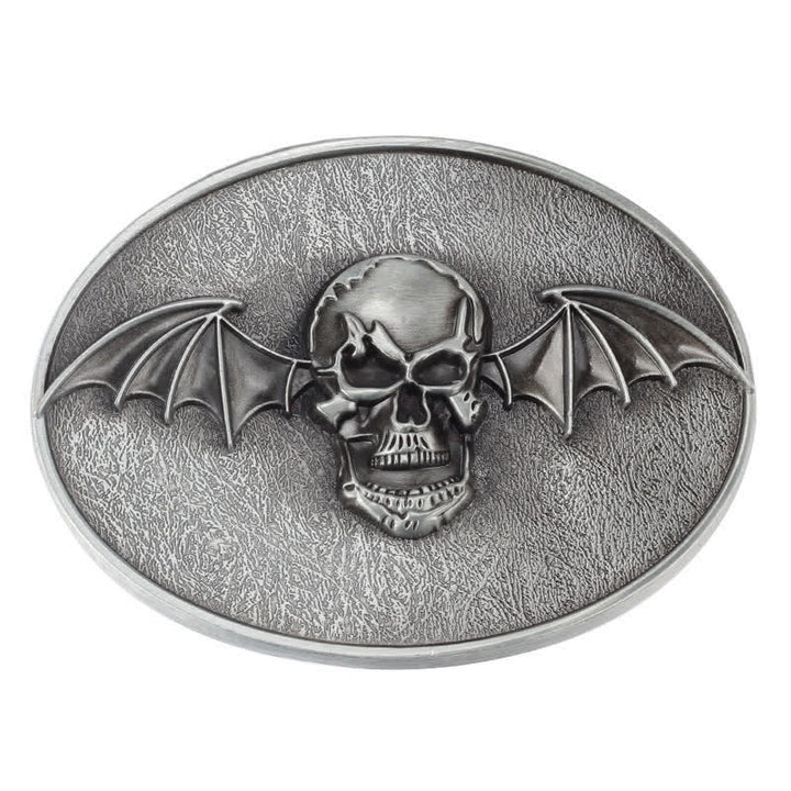 Ceinture en cuir à boucle tête de mort et ailes de chauve-souris punk pour homme