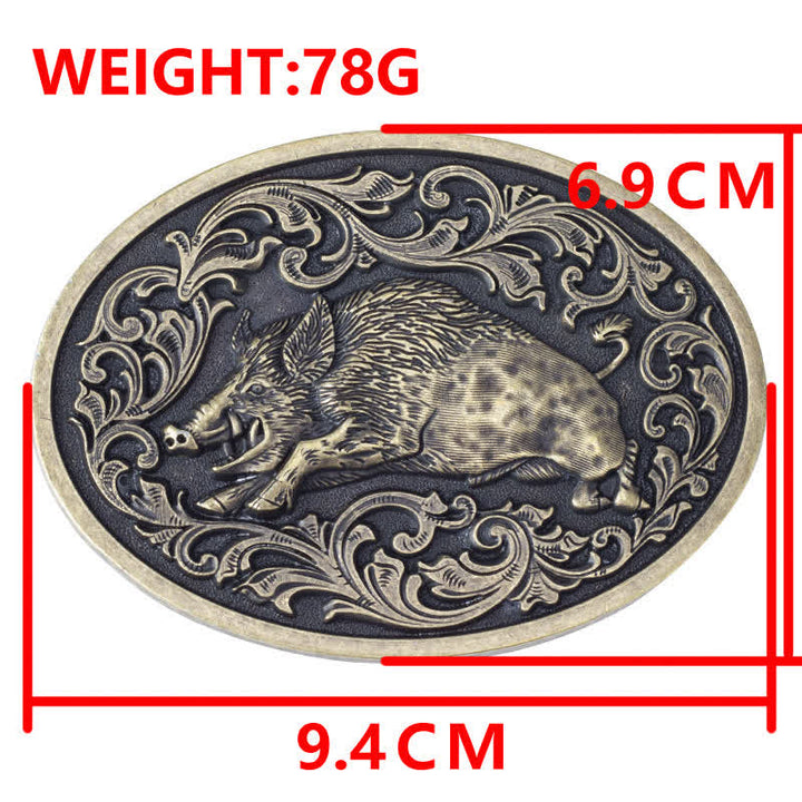 Ceinture en cuir à boucle fantaisie pour homme avec motif sanglier