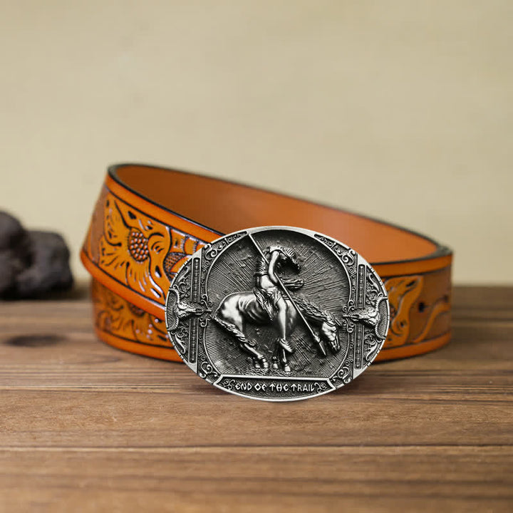 Ceinture en cuir pour homme avec boucle de lance et chevalier de rodéo