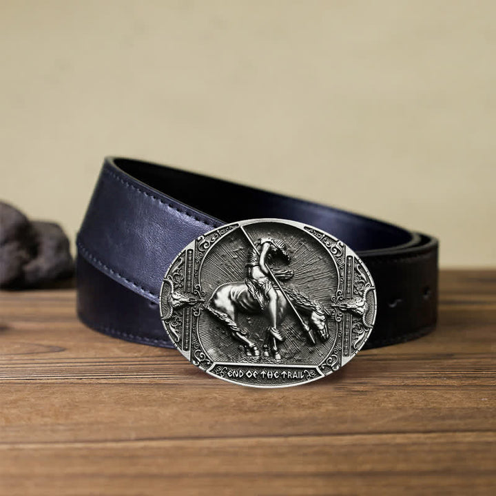 Ceinture en cuir pour homme avec boucle de lance et chevalier de rodéo