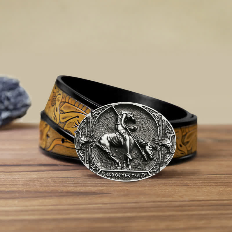 Ceinture en cuir pour homme avec boucle de lance et chevalier de rodéo