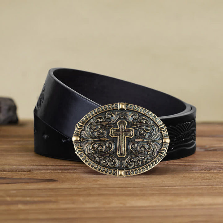 Ceinture en cuir à boucle croisée pour homme