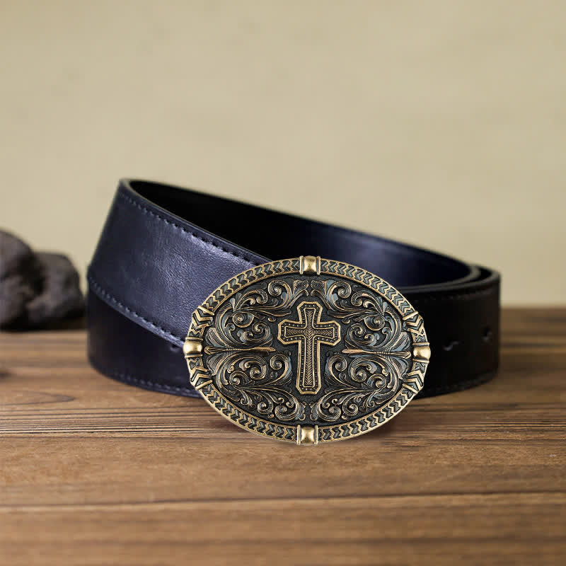 Ceinture en cuir à boucle croisée pour homme