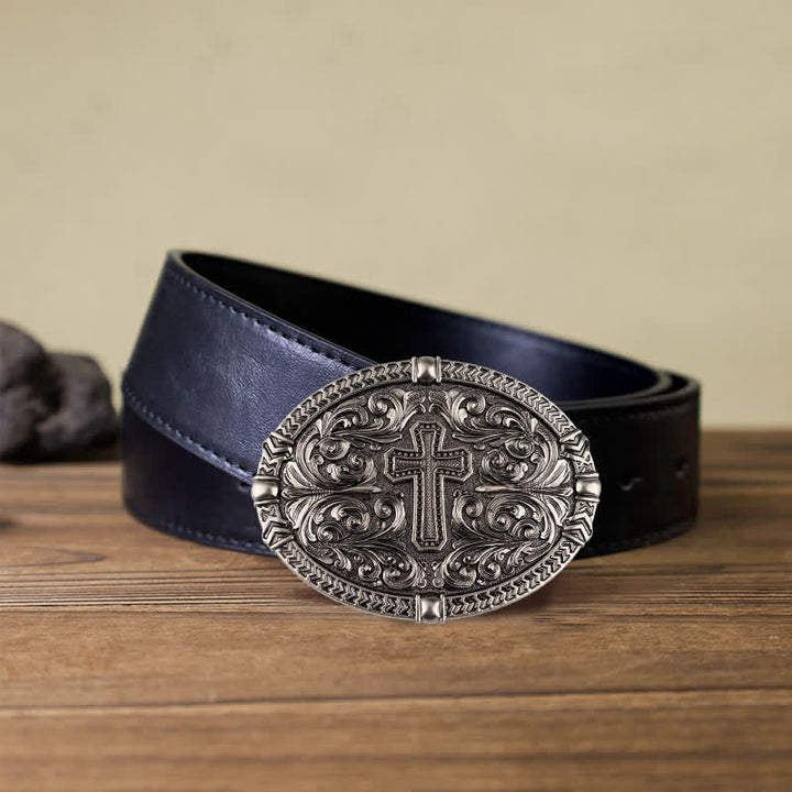 Ceinture en cuir à boucle croisée pour homme