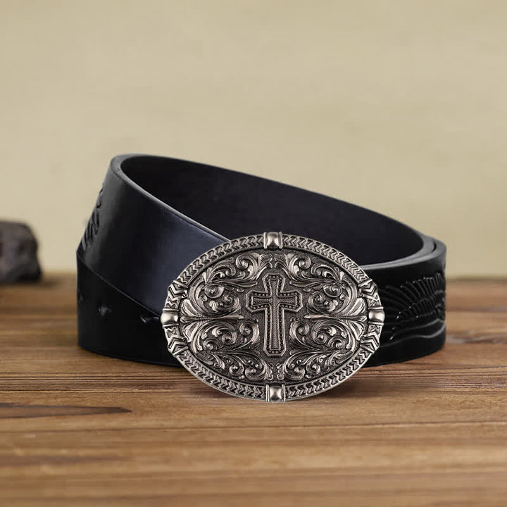 Ceinture en cuir à boucle croisée pour homme