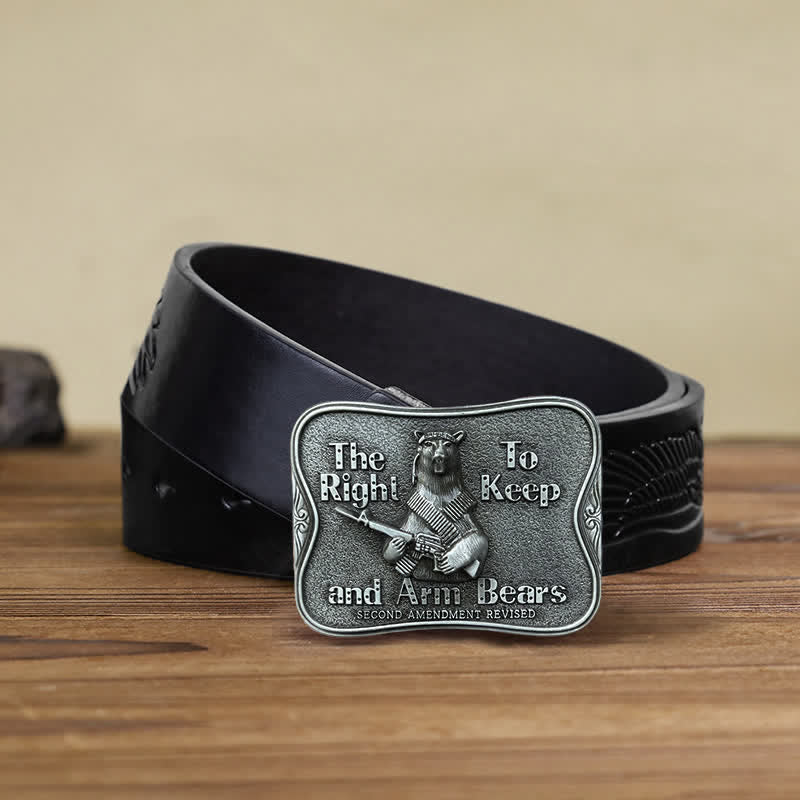 Ceinture en cuir à boucle fantaisie pour homme avec motif ours