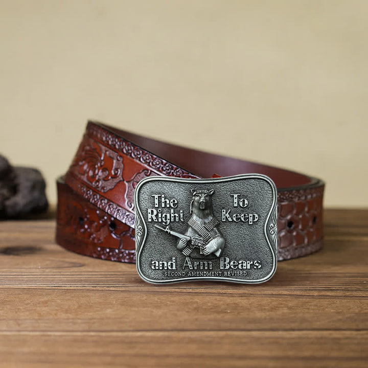 Ceinture en cuir à boucle fantaisie pour homme avec motif ours