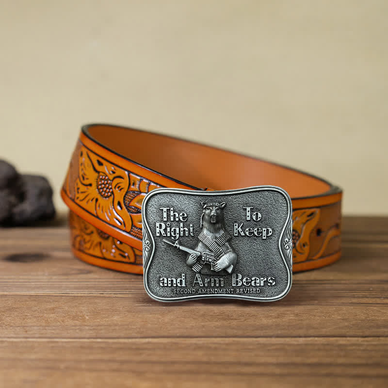 Ceinture en cuir à boucle fantaisie pour homme avec motif ours