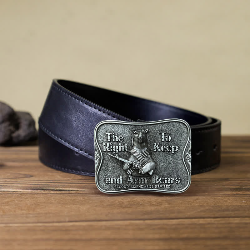 Ceinture en cuir à boucle fantaisie pour homme avec motif ours