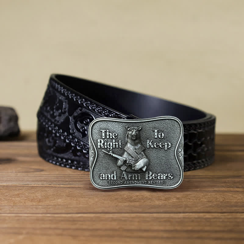 Ceinture en cuir à boucle fantaisie pour homme avec motif ours