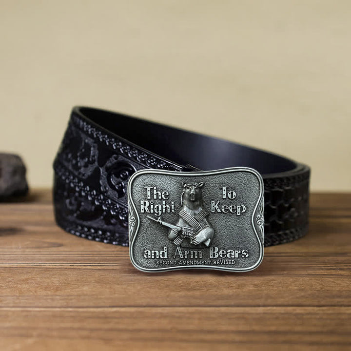 Ceinture en cuir à boucle fantaisie pour homme avec motif ours
