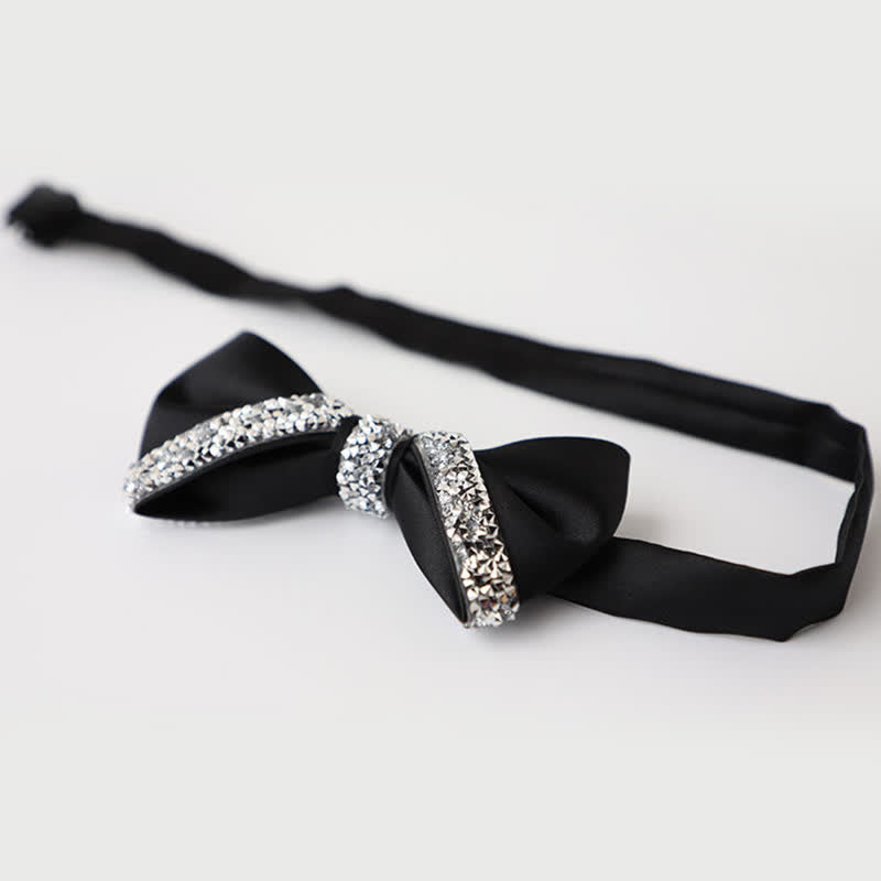 Nœud papillon de mariage en strass scintillant pour homme