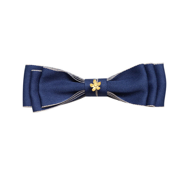 Nœud papillon triple épaisseur étroit à fleurs dorées pour homme